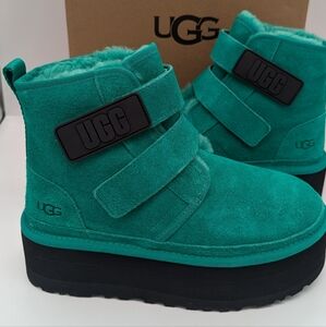 Ugg Womens Neumel Platform Strap Boots - Emerald Green - US Size 7- NWOB